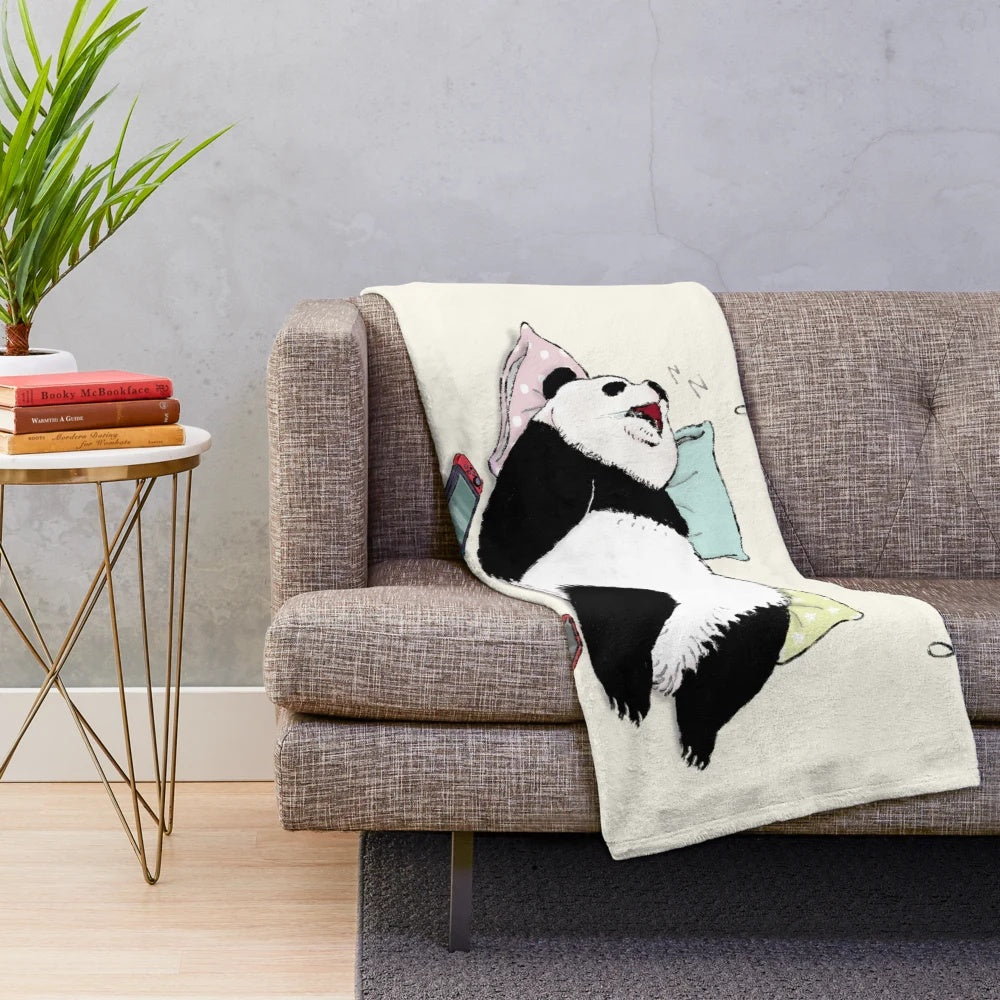 Panda-themed plush blanket for relaxing weekend plans