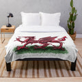 Soft, plush Welsh dragon blanket in the colors of the Welsh flag