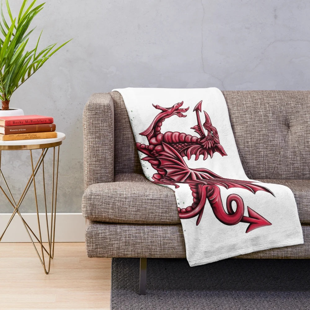 Soft, plush Welsh dragon blanket in the colors of the Welsh flag