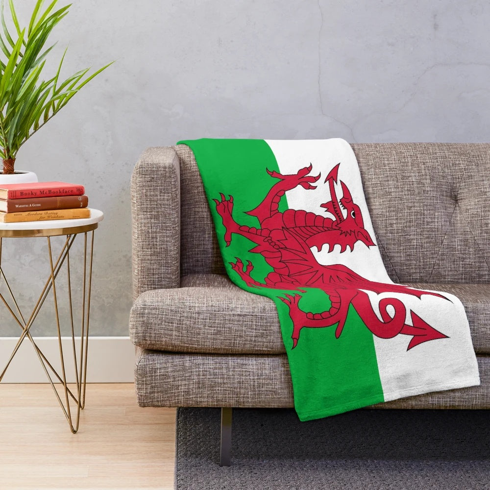 Plush blanket featuring the iconic red dragon, the national symbol of Wales