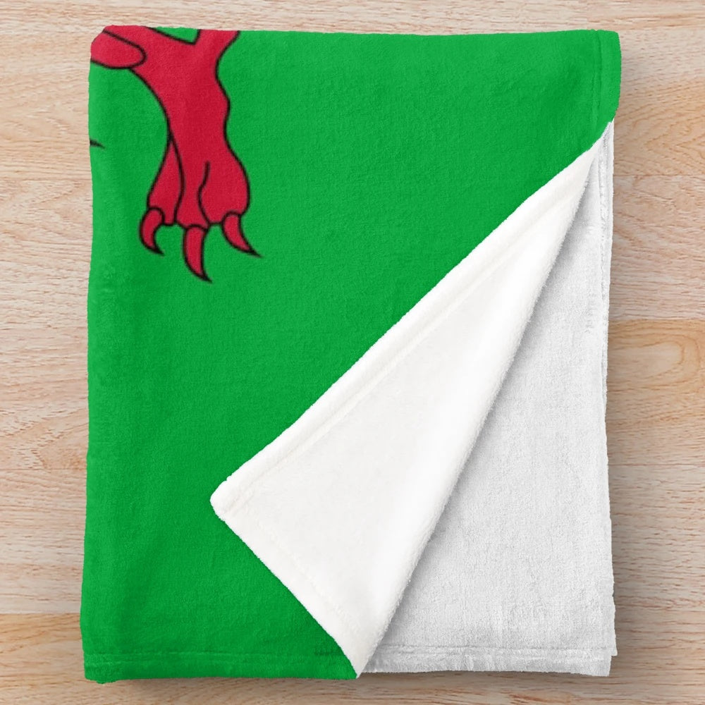 Plush blanket featuring the iconic red dragon, the national symbol of Wales