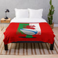 Soft and Plush Welsh Rugby Blanket with Rugby Ball and Vintage Flag Design