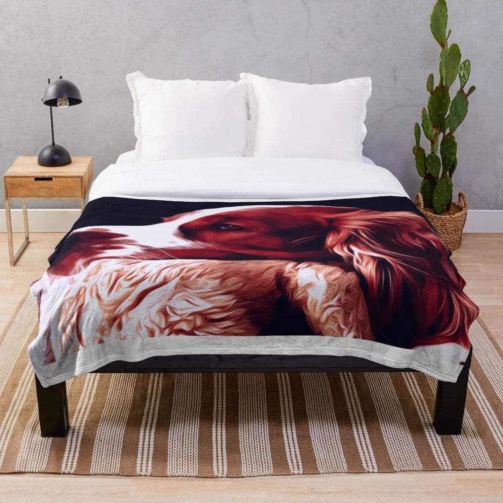 Soft and cuddly plush blanket featuring the adorable Welsh Springer Spaniel breed