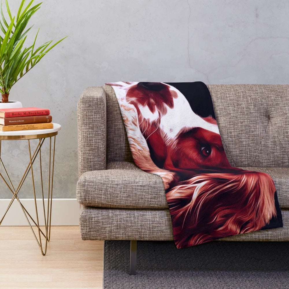 Soft and cuddly plush blanket featuring the adorable Welsh Springer Spaniel breed