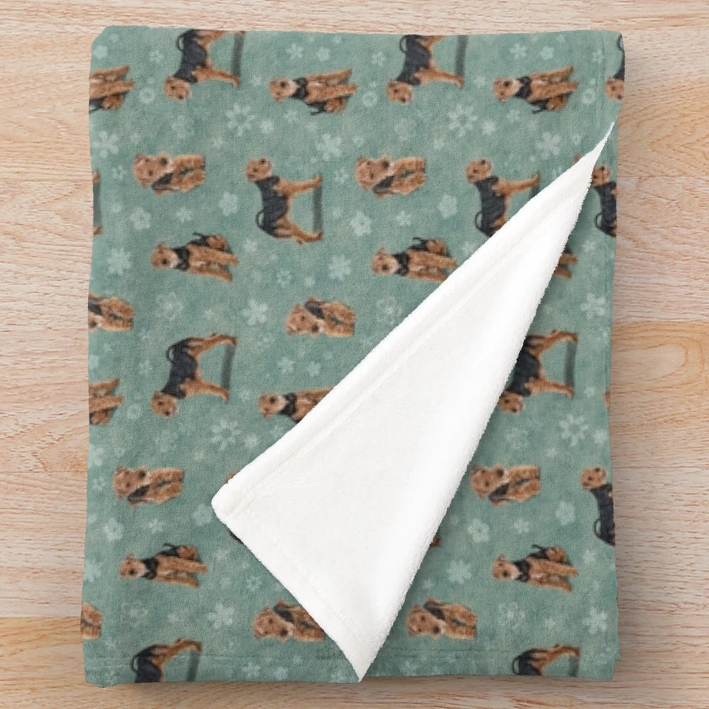 A soft and plush Welsh Terrier dog print blanket