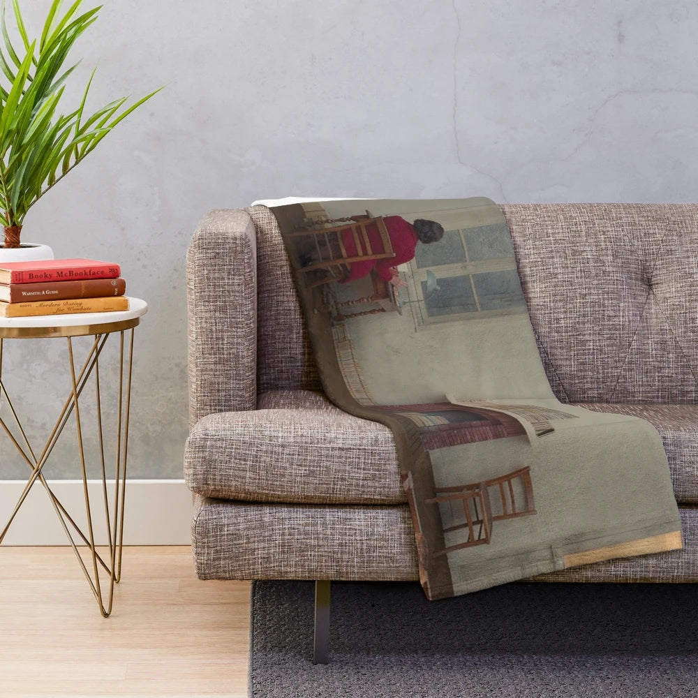 Wes Anderson inspired plush blanket featuring the color palette from The French Dispatch film