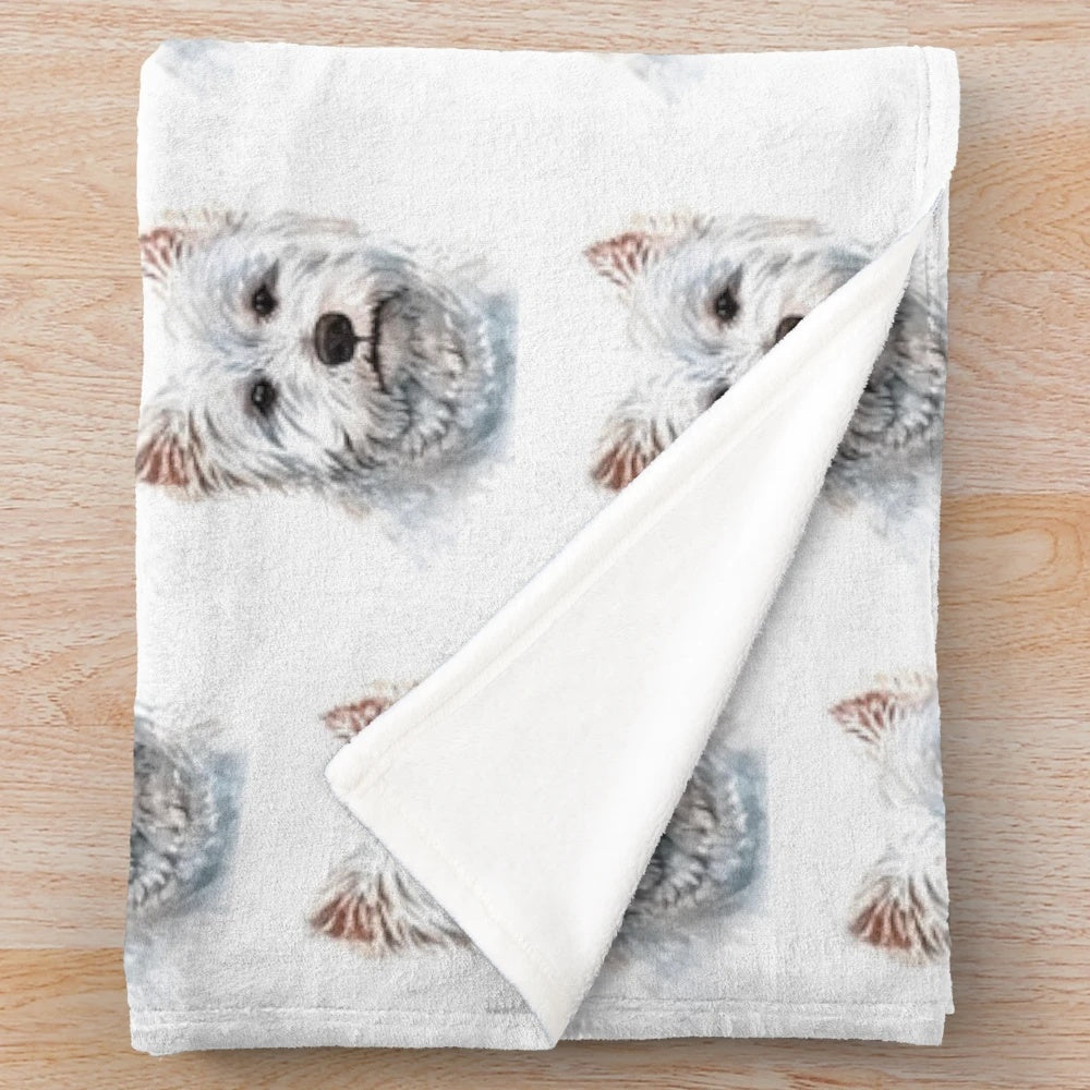 Soft and Fluffy Westie Dog Plush Blanket