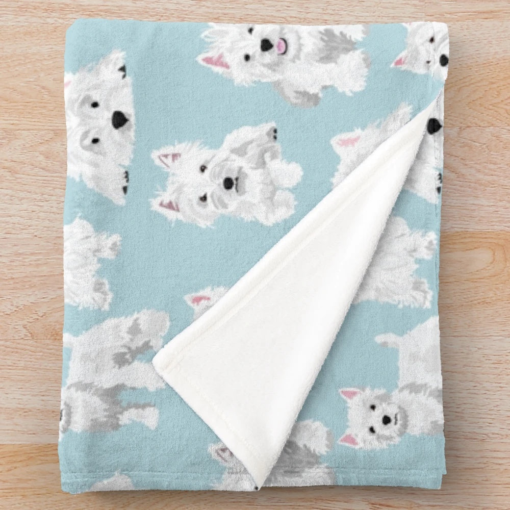 Soft and fluffy westie plush blanket for dogs
