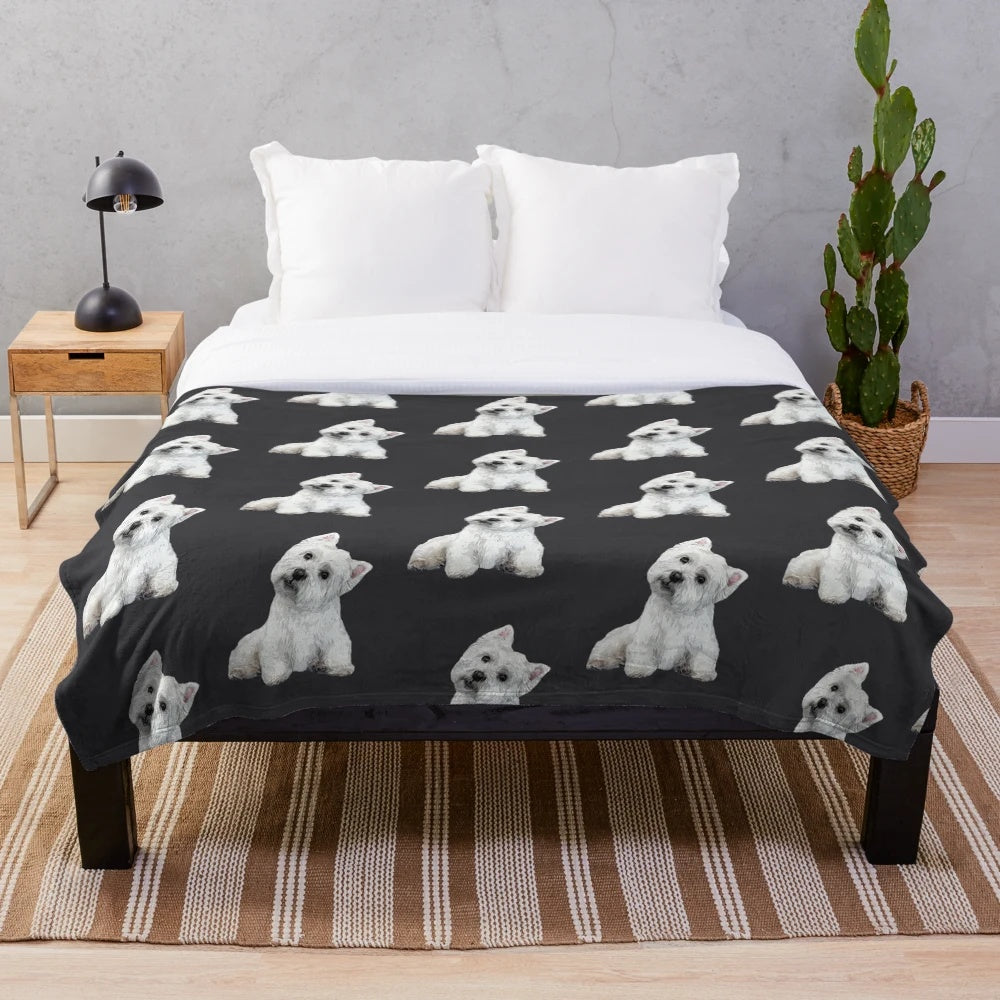 Soft and cuddly west highland terrier plush blanket