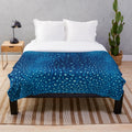 Whale shark pattern plush blanket with spots and stars