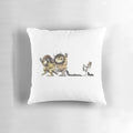 Plush "Where the Wild Things Are" themed pillow with Max and the wild monsters