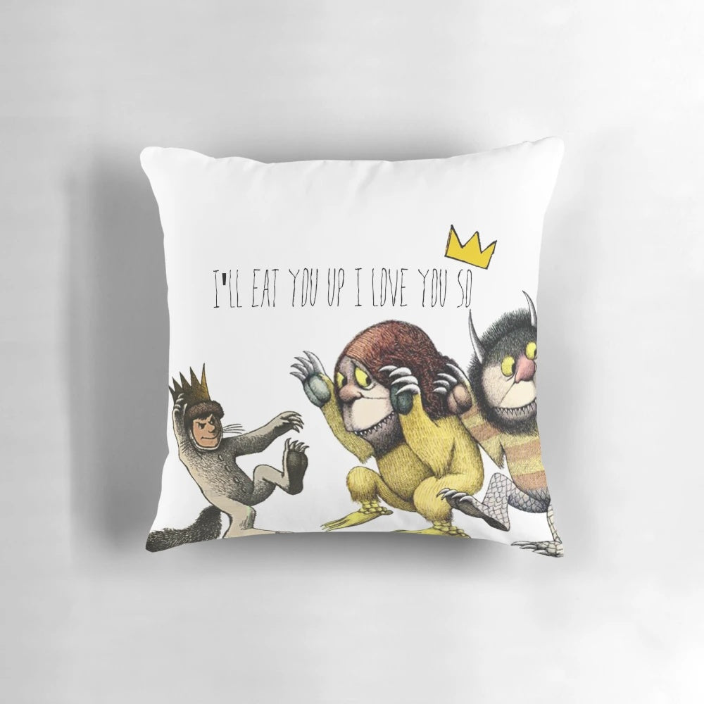 Decorative "Where the Wild Things Are" themed pillow for children's bedrooms and nurseries