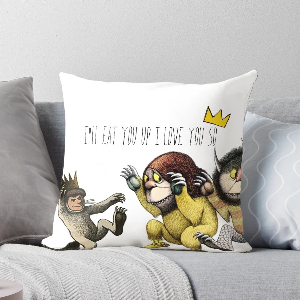 Decorative "Where the Wild Things Are" themed pillow for children's bedrooms and nurseries