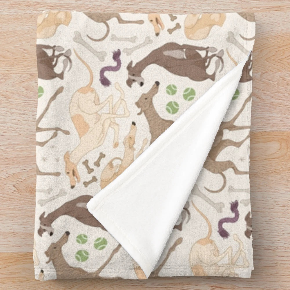 Whippet dog pattern plush blanket