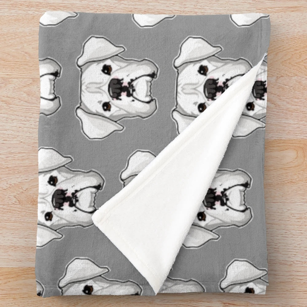 Soft and cuddly white boxer dog plush blanket