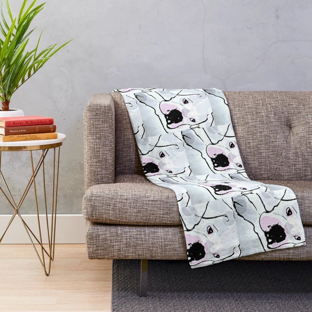 White Boxer Dog Plush Blanket