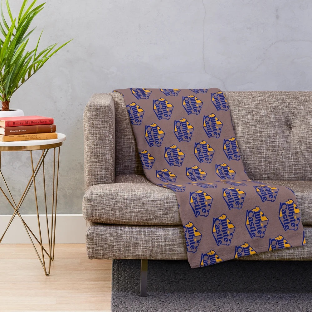 White Castle logo plush blanket with fast food elements