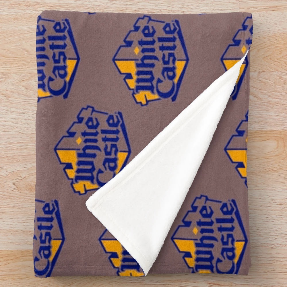White Castle logo plush blanket with fast food elements