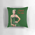 Festive white Christmas pillow featuring the movie "Mutual I'm Sure