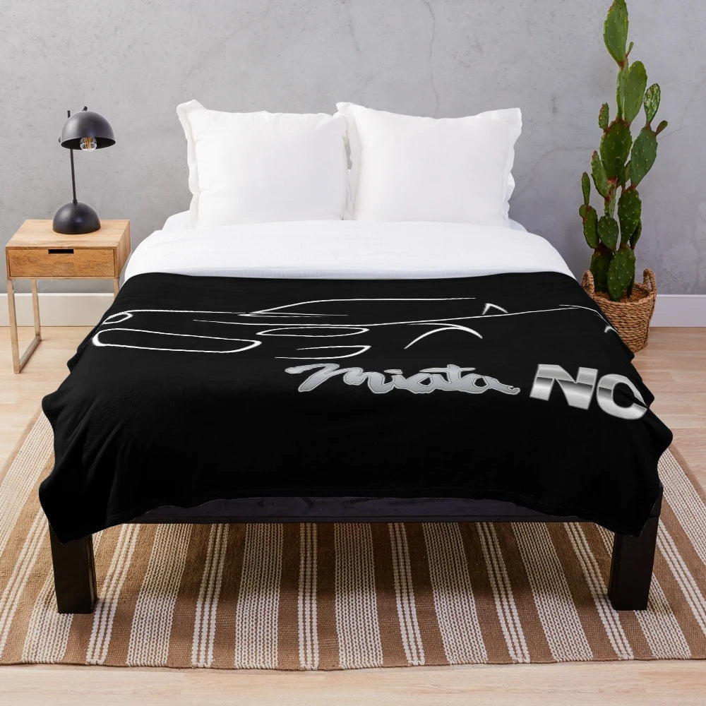 White plush Miata NC blanket for Miata car enthusiasts