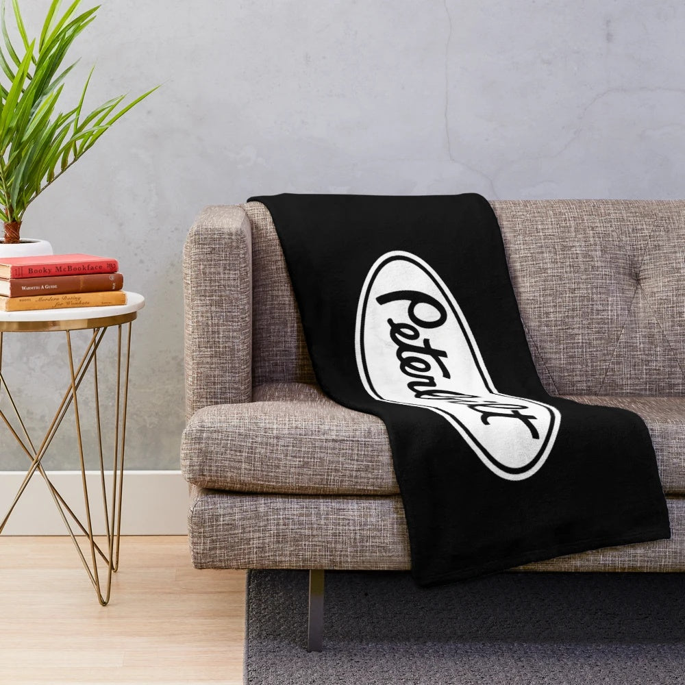 White peterbilt plush blanket with peterbilt logo