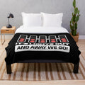 White plush blanket with Formula 1 inspired design