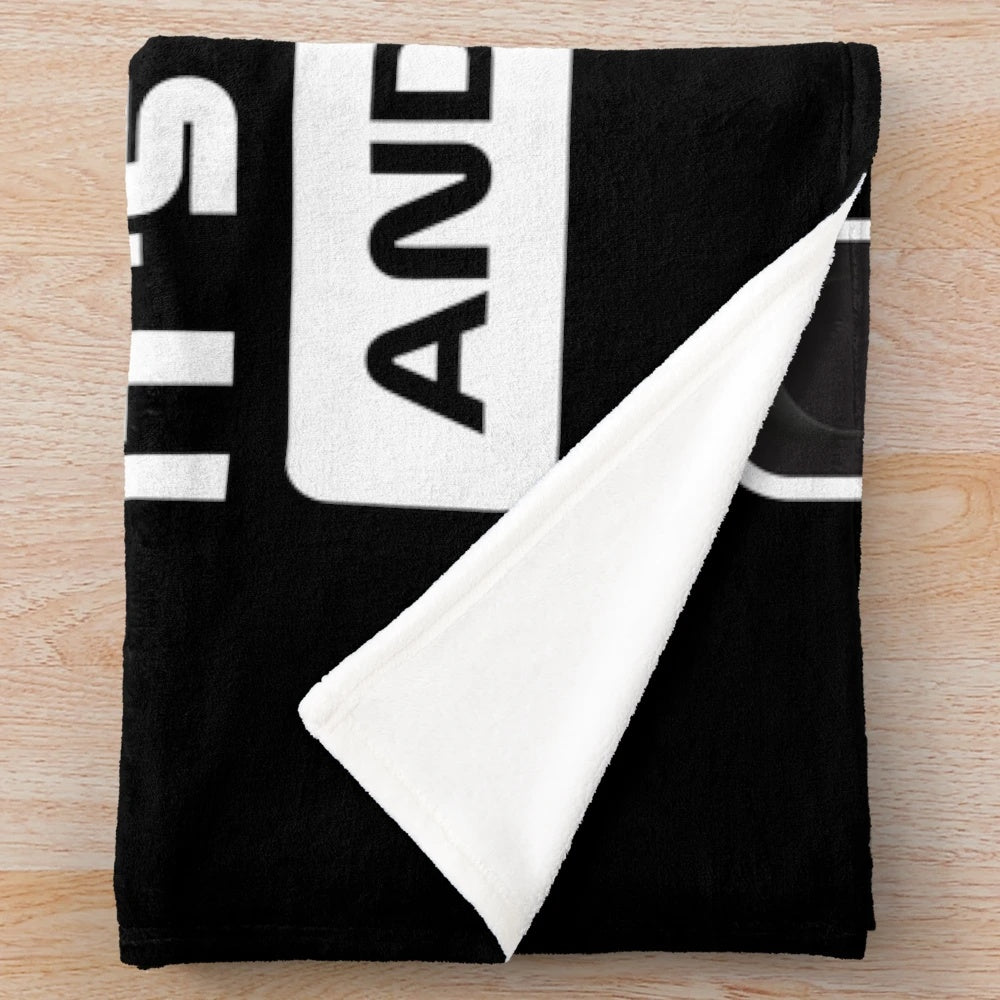 White plush blanket with Formula 1 inspired design
