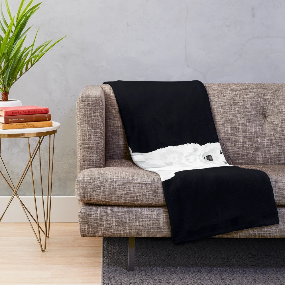 Soft and fluffy white siberian husky plush blanket