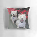 White westie dog breed Christmas pillow with tartan plaid pattern