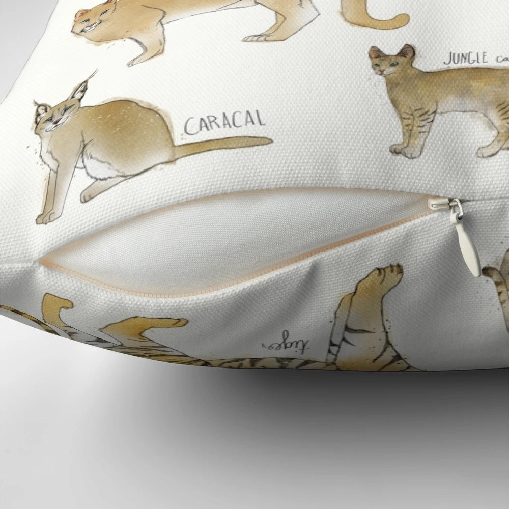 Vibrant decorative pillow featuring majestic wild cats in a jungle setting