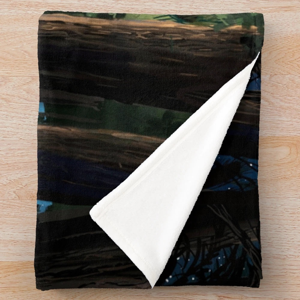 Outer Wilds inspired plush blanket with woodland and wilderness design