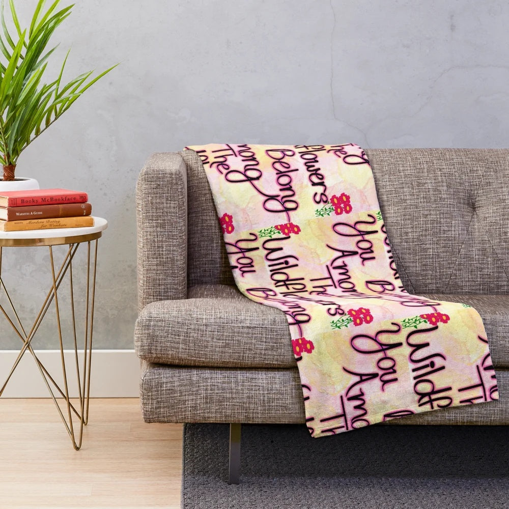 Soft and cozy plush blanket with a beautiful wildflowers design