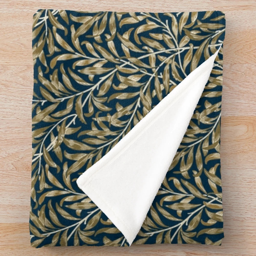 William Morris Foliage Pattern Plush Blanket