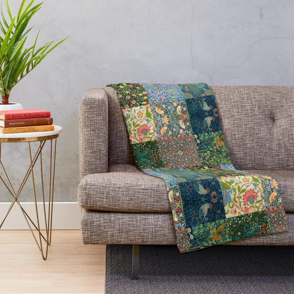 Soft and Plush William Morris Patchwork Blanket