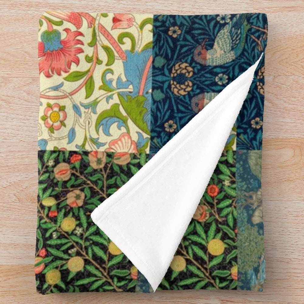 Soft and Plush William Morris Patchwork Blanket