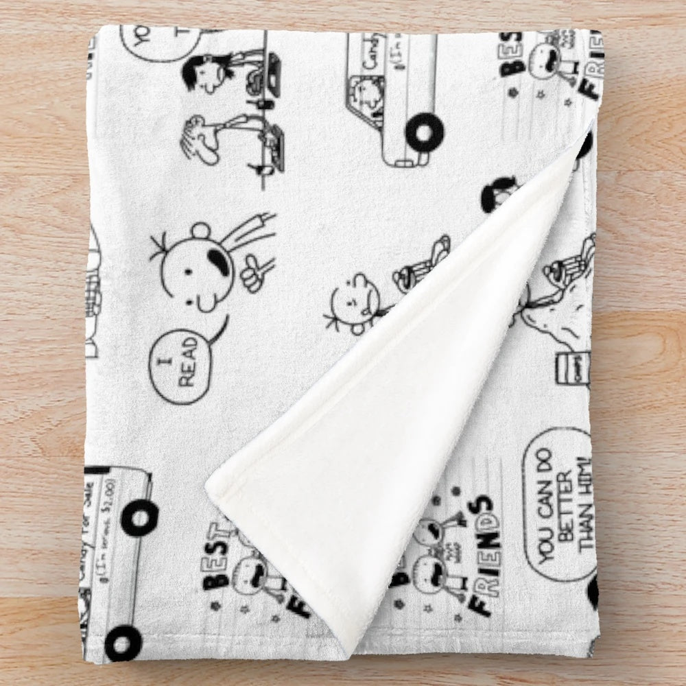 Wimpy Kid inspired plush blanket for book lovers
