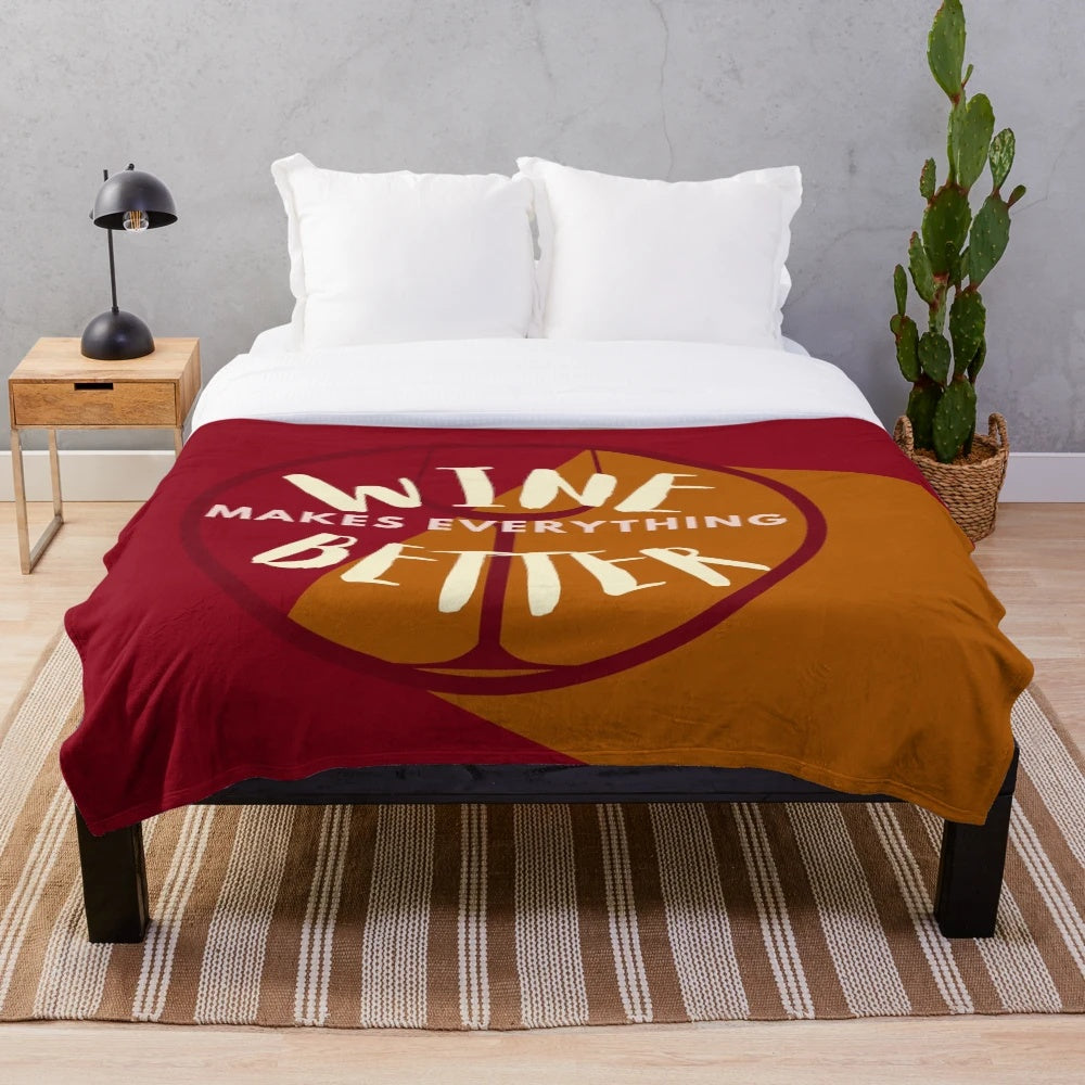 Plush wine-themed blanket for cozy evenings