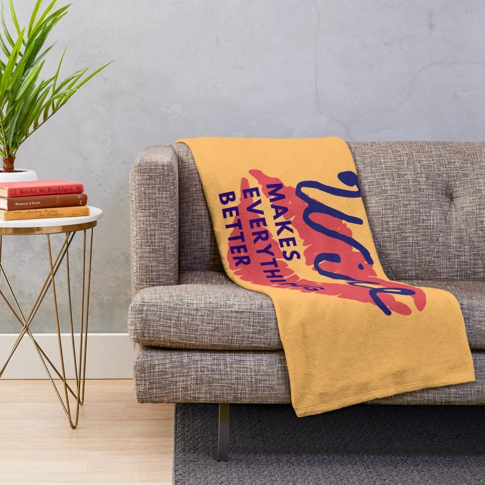 Cozy wine-themed plush blanket for wine lovers