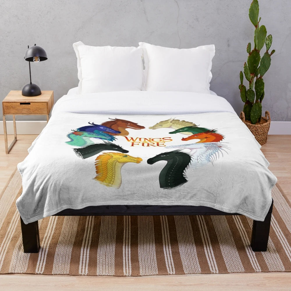 Wings of Fire inspired plush blanket featuring all the main dragon characters