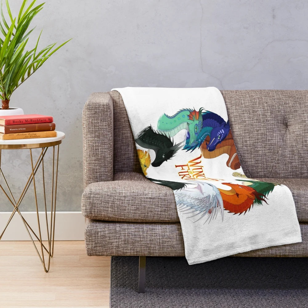 Wings of Fire inspired plush blanket featuring all the main dragon characters