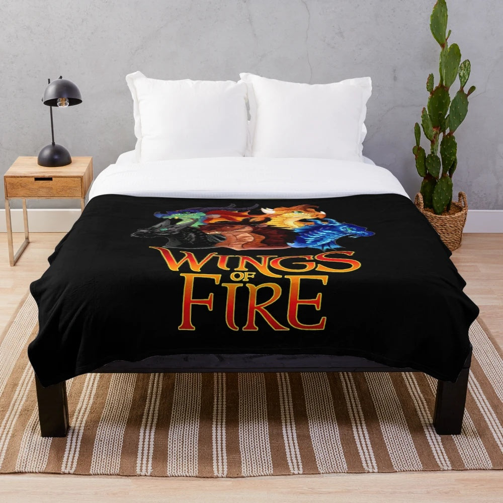 Wings of Fire themed plush blanket featuring all the main characters