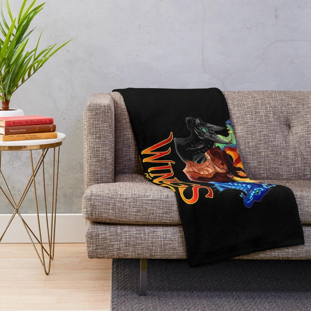 Wings of Fire themed plush blanket featuring all the main characters