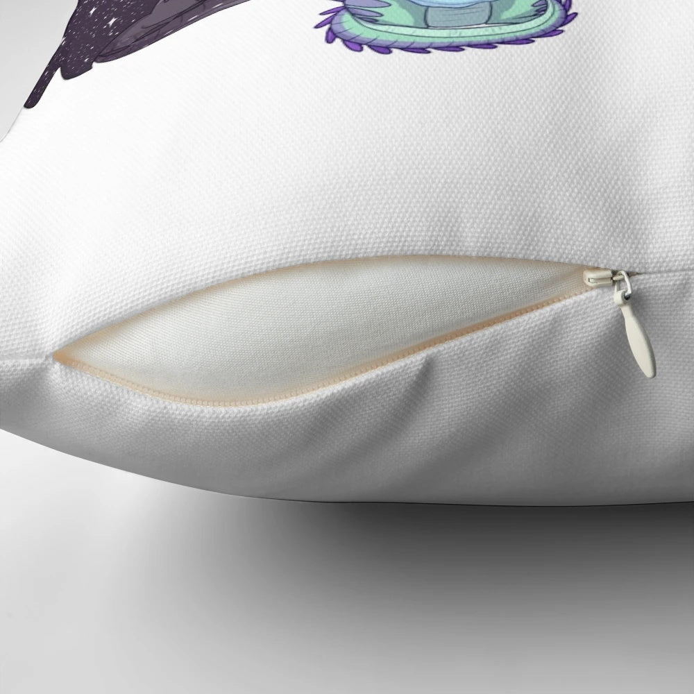 A soft and plush pillow featuring characters from the popular Wings of Fire book series.