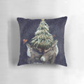A soft, plush pillow featuring a winter caribou design, perfect for adding cozy holiday cheer to your home.
