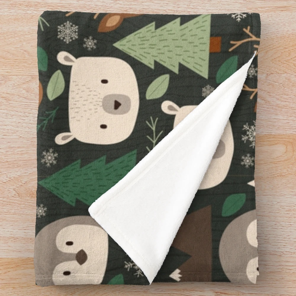Soft and Plush Winter Creatures Blanket