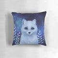 Soft, plush winter fox pillow with a cozy, galaxy-inspired design