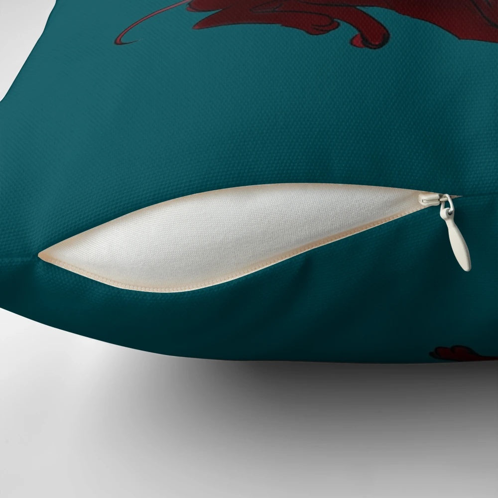 Cozy winter night pillow featuring mythological Greek characters like Hades, Persephone, and Cerberus