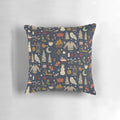 Handmade winter pillow with knitted owl, mittens, and snowglobe design