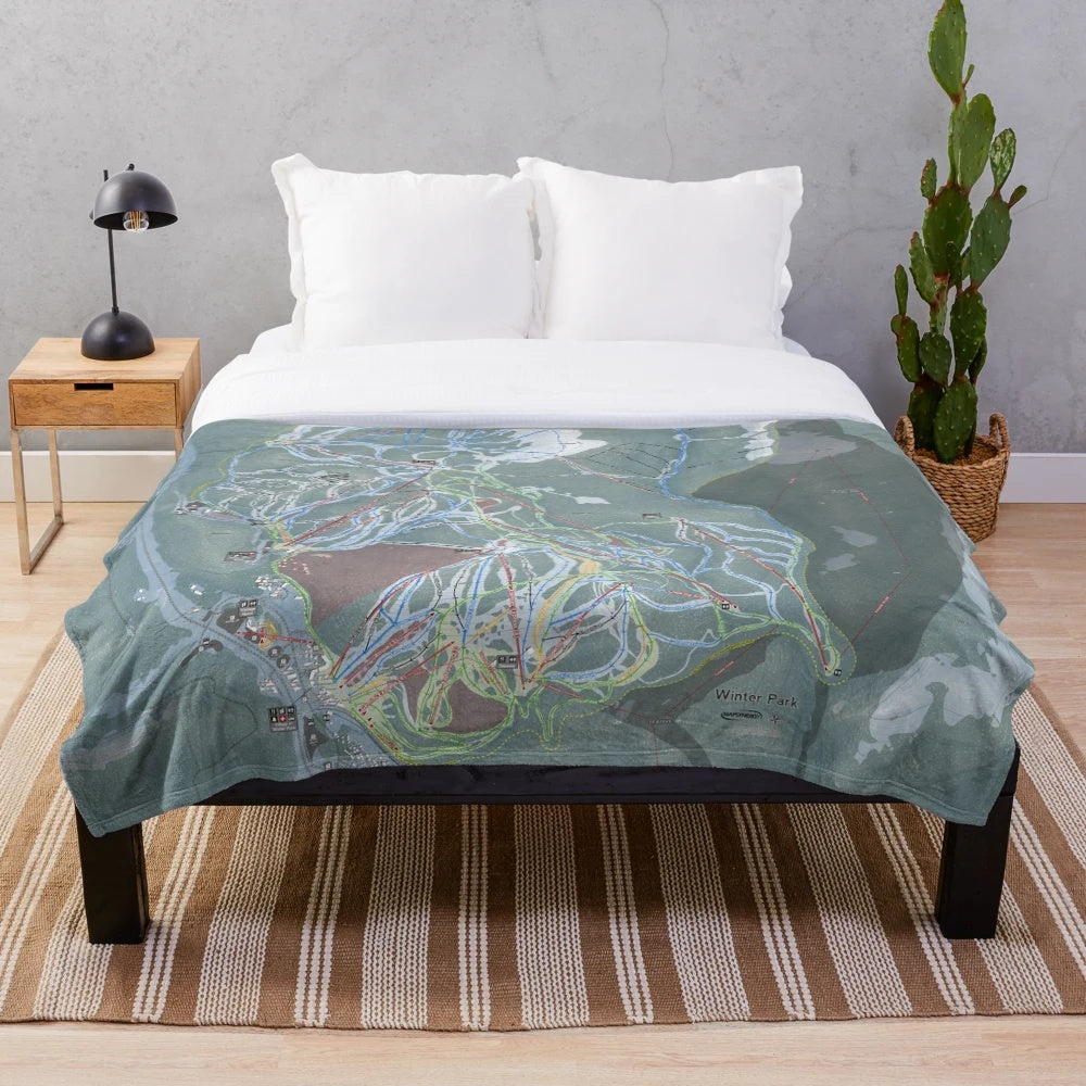 Winter Park Resort ski trail map printed on a soft, plush blanket