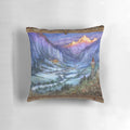 Decorative winter pillow featuring a snowy landscape of the Lauterbrunnen valley in the Swiss Alps
